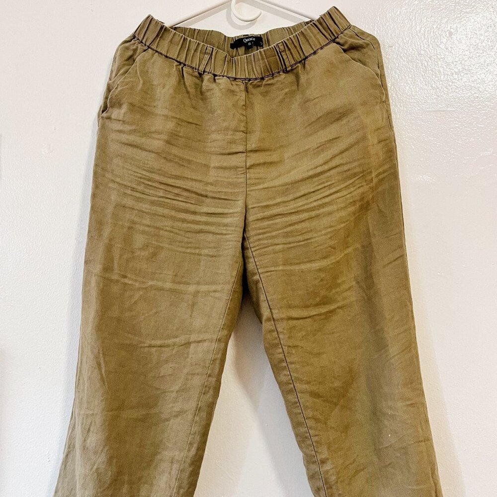 Quince 100% Linen Pants - Size Small - Tapered Leg - Muted Olive - Used (Good)